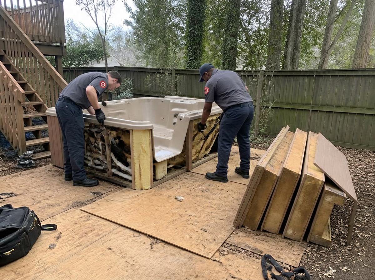 Hot Tub Removal job handled safely by the junk removal crew