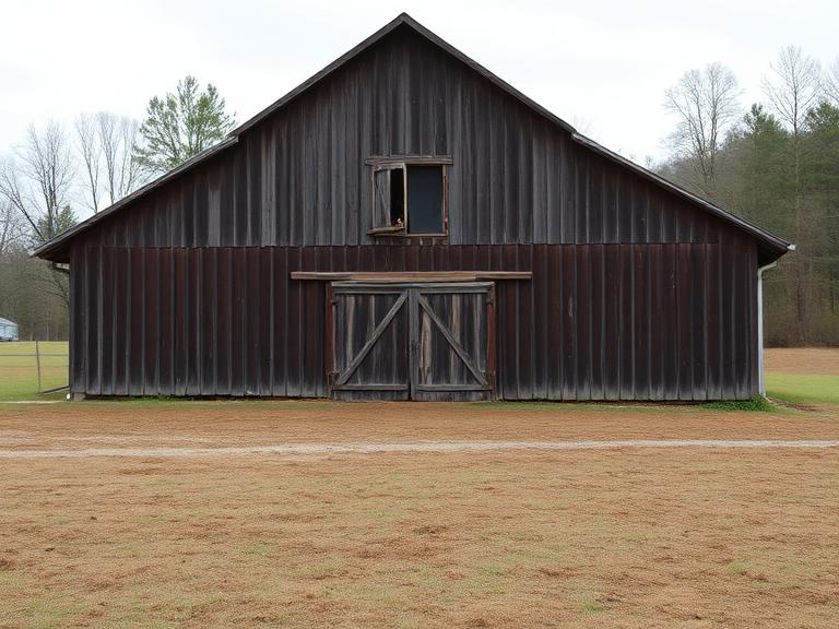 Cleared ground in front of the barn after junk removal near Shelby, NC