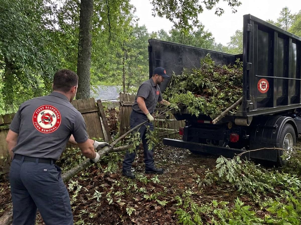 Yard Waste & Storm Debris job handled safely by the junk removal crew